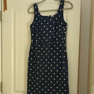 Navy Polka Dot Sleeveless Dress
